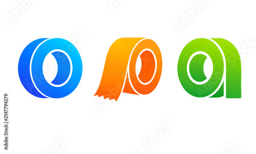 Versatile adhesive tape rolls icon set.