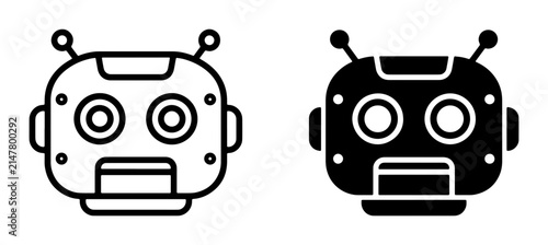 Robot Head Icons, Futuristic Android Face Symbols, AI Technology Concepts, Cybernetic Character Designs, Machine Intelligence Graphics, Automation Icons, Digital Assistant Icons