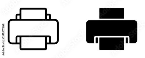 Printer Icons, Vector Graphics Set: Outline and Solid Fill, Office Equipment, Digital Printing Technology