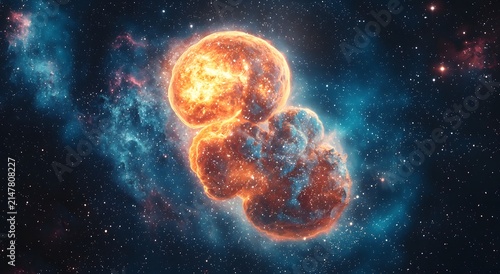 Space embryo artwork with vibrant nebula and stars photography