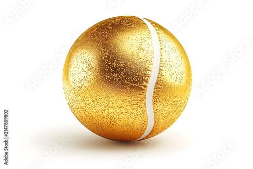 Sports luxury concept featuring isolated golden tennis ball photo