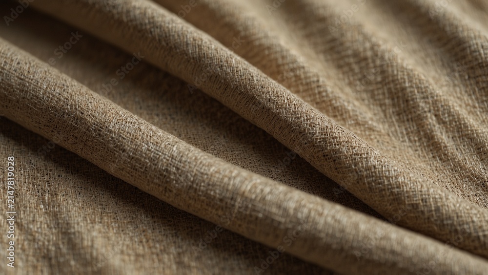 Fototapeta premium Close up view of brown fabric, 3d render style background - Generative AI