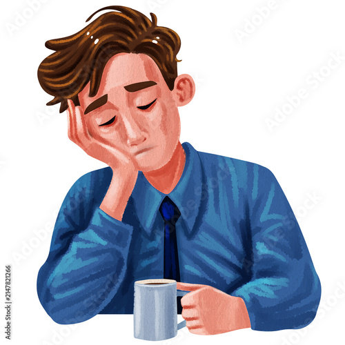 a man is resting with a cup of coffee