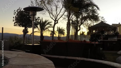 Time lapse in a private house in the hills of hollywood in california dawn timelapse, see the jacuzzi n the trees