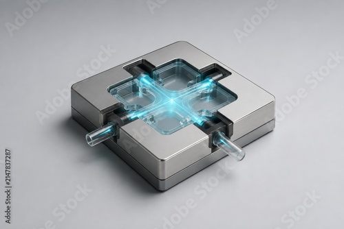 Unbranded Photonic Processor Tile Technology Device Product Mockup on Clean Neutral Studio Background