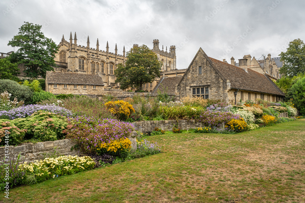 Fototapeta premium The historic stone buildings of Oxford University Christ Church, seen from the gardens, England