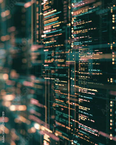 Computer code programming software development data technology digital coding interface screen information technology background data storage hardware network system binary algorithm cyber