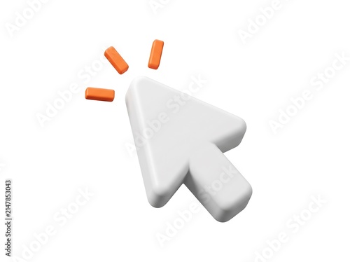 3D mouse cursor pointer icon with click effect computer interface internet technology isolated