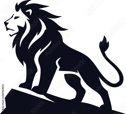 Creative lion silhouette logo vector icon designed with clean curves and strong visual impact. Suitable for security brands, fitness companies, wildlife organizations, and commercial branding.