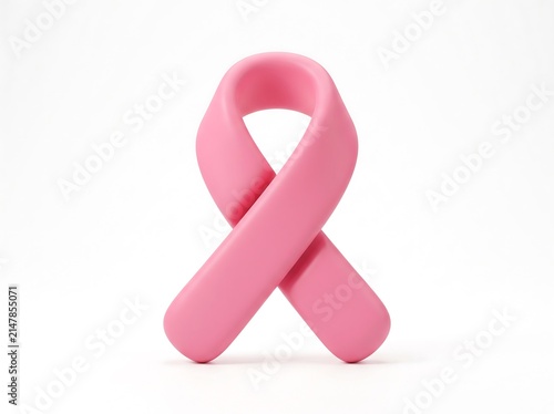 Pink breast cancer awareness ribbon 3D render with awareness campaign isolated illustration