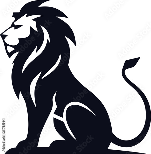 Commercial-ready lion silhouette vector in modern logo style with editable scalable artwork. Perfect for company logos, badges, apparel, packaging, advertising, and print-on-demand products.