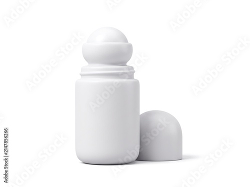 Blank white roll on deodorant container with roll on deodorant cosmetic packaging container