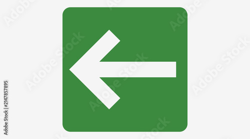 Solid Green Square Left Arrow Vector Icon - Directional Indicator for UI, Web Design, and Infographics