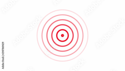 Принти на полотні Concentric red circular rings expanding from a central point against a solid whi