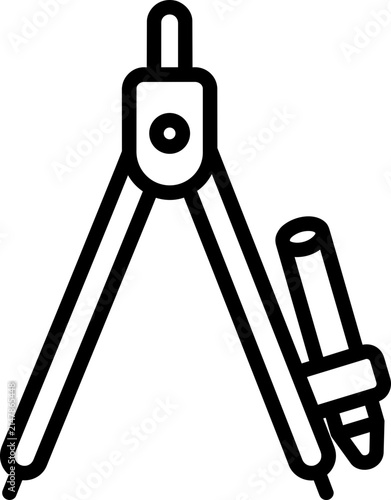 Blackboard Drafting Compass Icon for Geometry and School Education