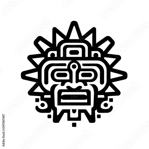 Minimalist Aztec sun tribal vector icon