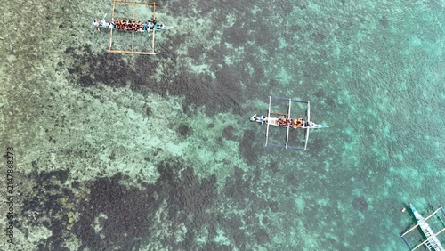 Aerial View of a Tropical Beach and Coral Reef in the Philippines