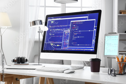 Modern home office desk wit...