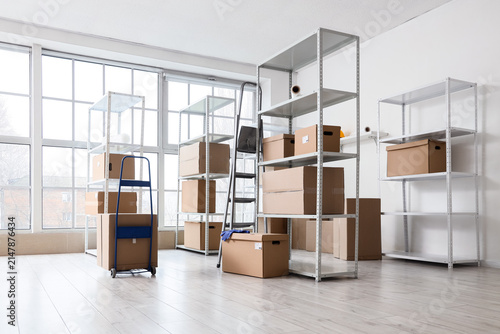 Shelf units with cardboard ...