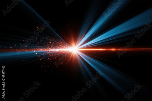Long optical lens flare on black background