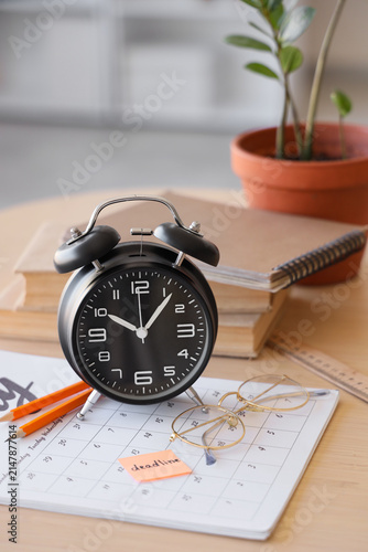 Alarm clock with eyeglasses...