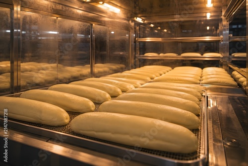 Hot Dog Bun Dough Rising Inside Industrial Proofing Chamber
