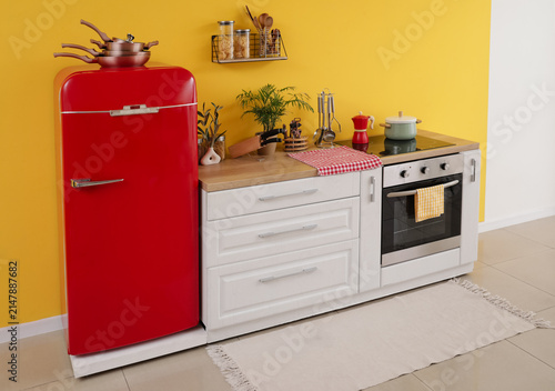 Interior of kitchen with re...
