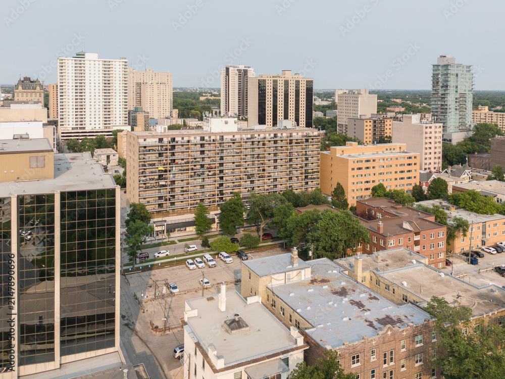 Obraz premium Aerial View Of Downtown Apartments And HighRise Buildings In Urban