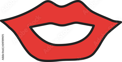 Red Lips Smiling Icon