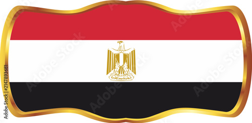 Canvastavla Egypt Flag Gold Shield Badge