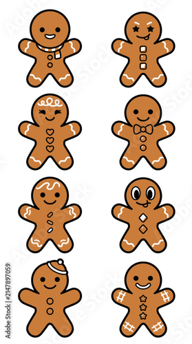 Cute Gingerbread Man Characters Collection Isolated