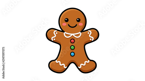 Cute Gingerbread Man Cookie Isolated Transparent Background