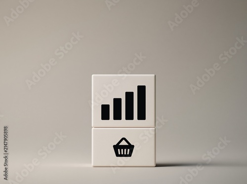 Simple inflation graph with increasing bars representing economic growth and consumer spending patterns