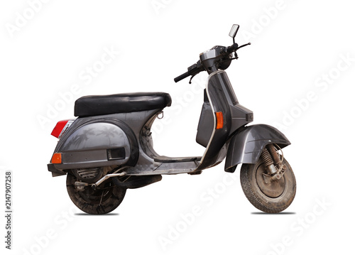 Vintage scooter classic isolated on white background.