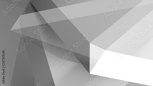 Grayscale geometric composition of layered triangular shapes and paper-like folds creating a modern, minimal background with architectural depth and subtle texture ideal for design, 3d render