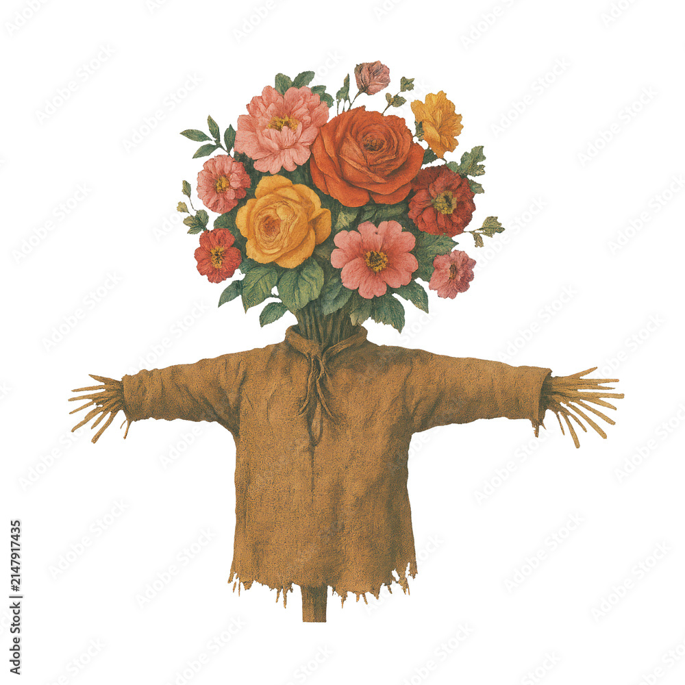 Fototapeta premium PNG Floral scarecrow whimsical art