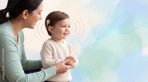 Caregiver supports child with cochlear implant in a moment of hopeful connection
