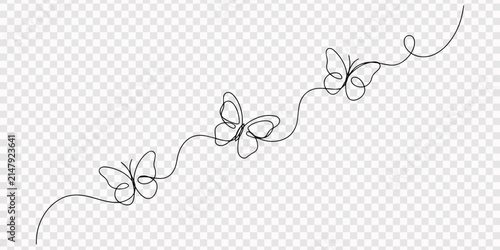 Foto One line continuous butterflies drawing