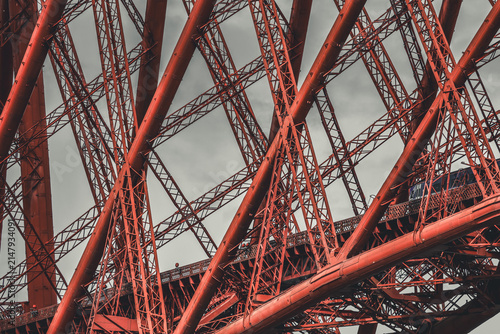 Obraz na płótnie Forth Bridge Steelwork Against Clouds