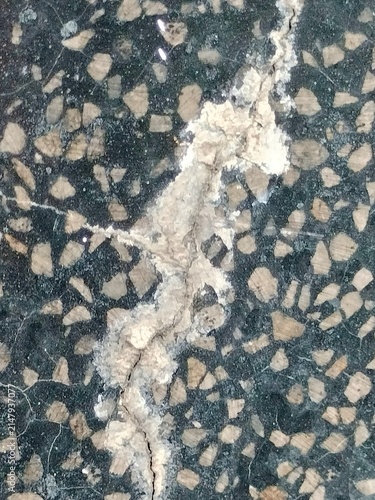 Obraz na plátně Natural dark speckled stone surface with distinct light mineral veins and aggregate texture