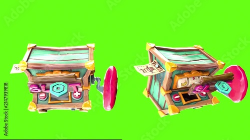 Cartoon Slot Machine Green Screen Loop 4K Chroma Key Animation