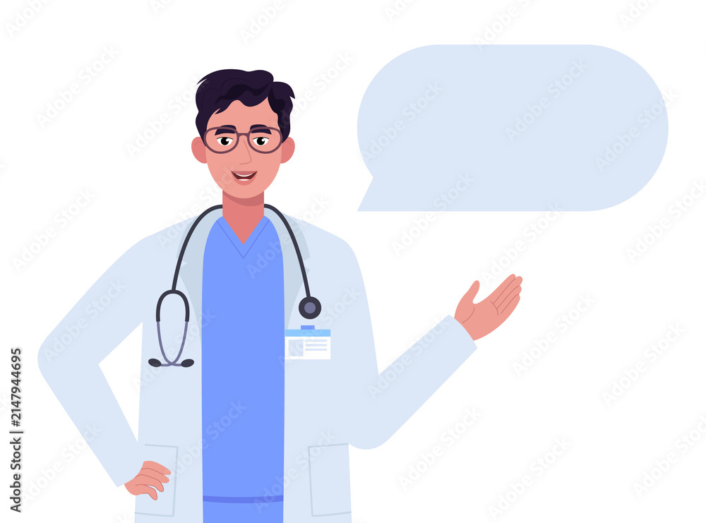 Fototapeta premium Male doctor with speech bubble