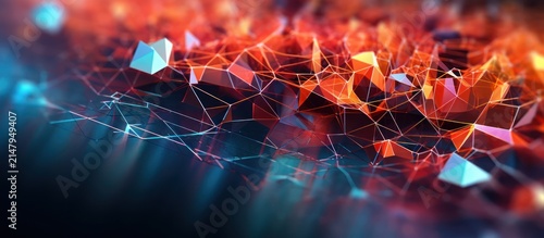 Abstract Lowpoly Digital Data Network Landscape