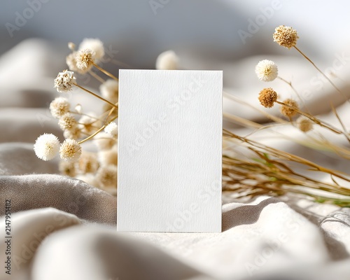 Blank Card Mockup with Dried Flowers