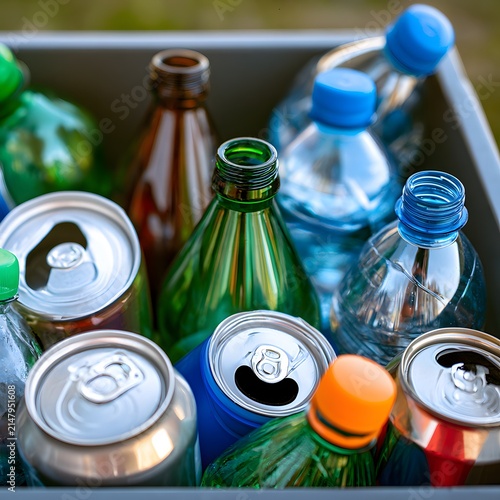 Recycling Bin Full of Beverage Containers