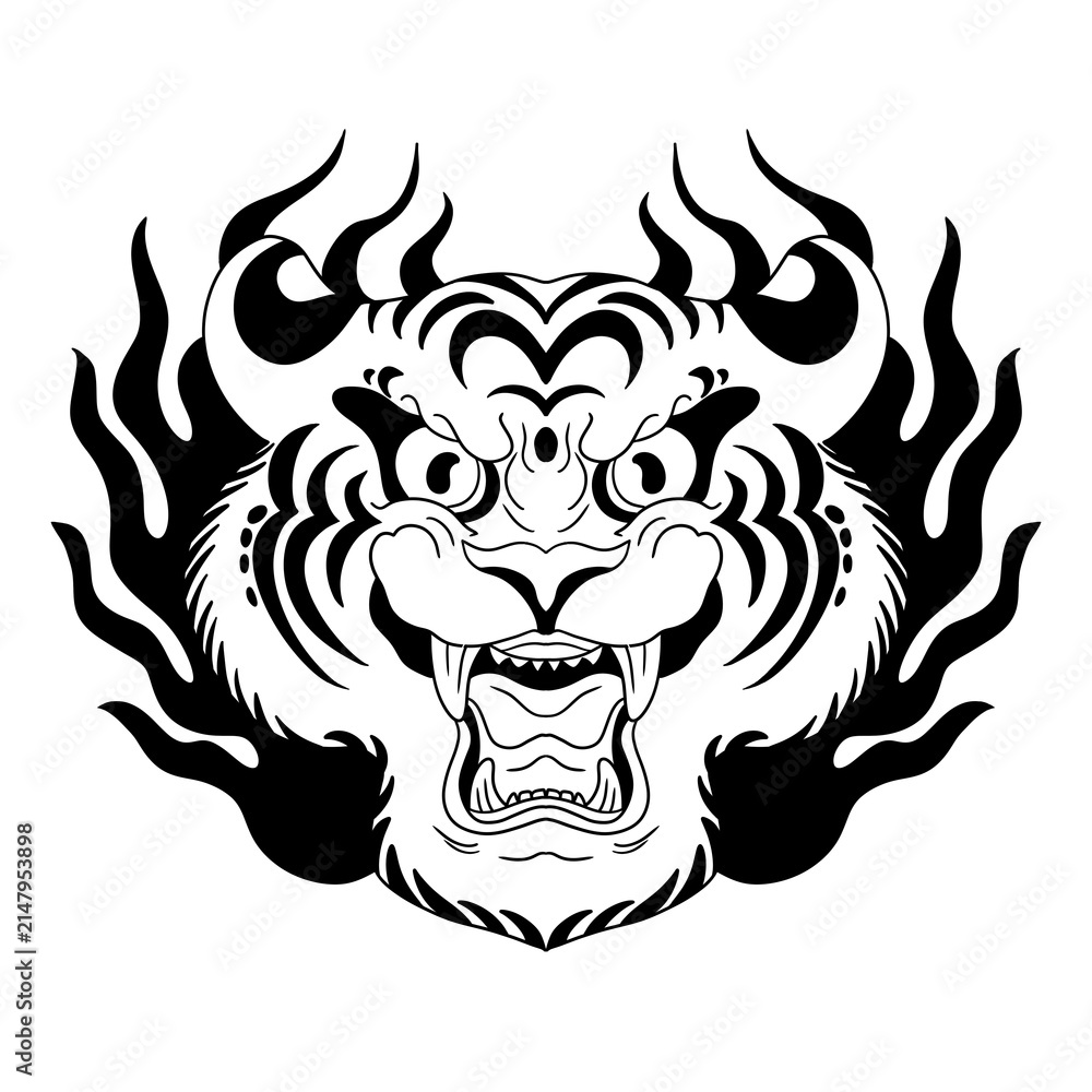Fototapeta premium Tattoo tiger vector illustration