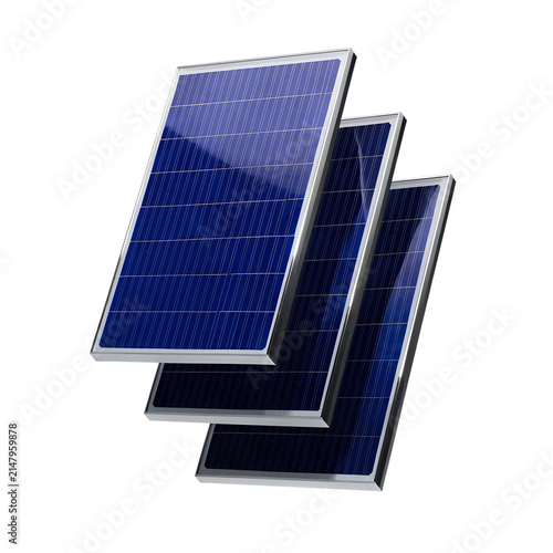 Blue Photovoltaic Solar Panels Set Renewable Energy System Equipment Isolated PNG