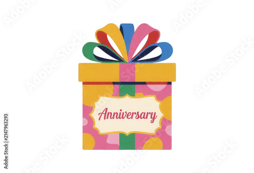 Colorful Anniversary Gift Box Transparent Background