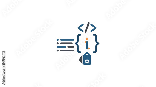 Programming code and data information flat vector icon