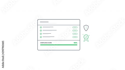 Compliance Management Animated Outline Icon with Audit Dashboard and Business Approval Workflow